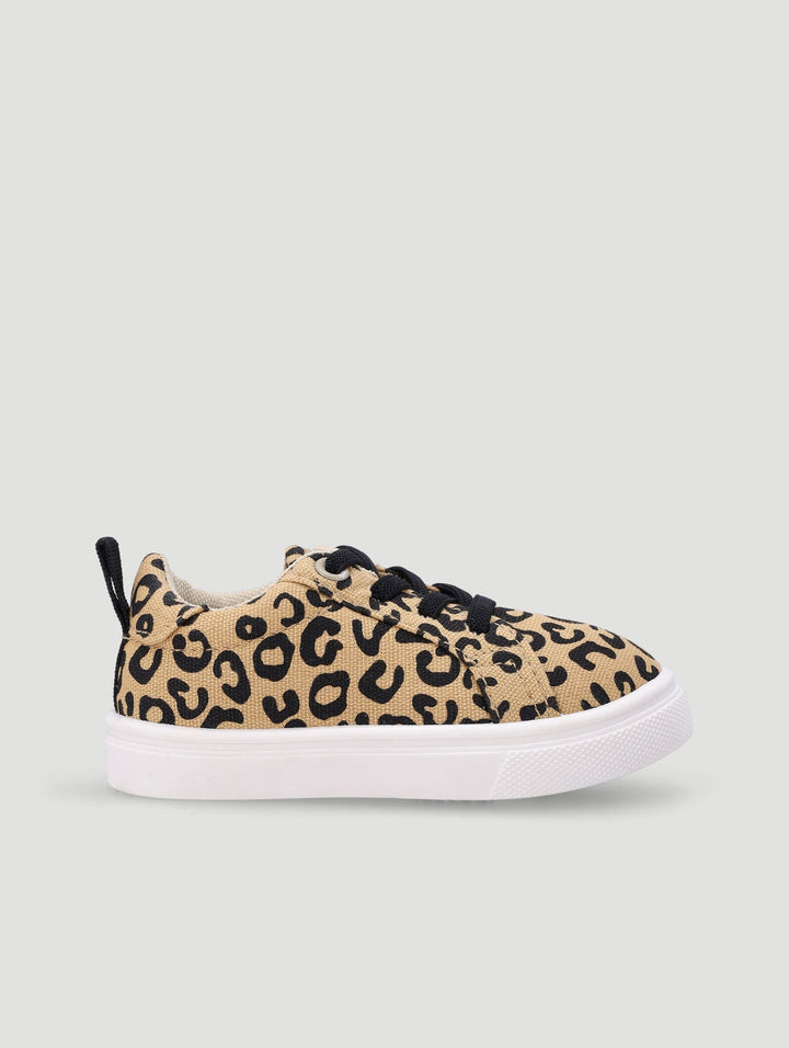 Girls Leopard Print Sneaker - Beige