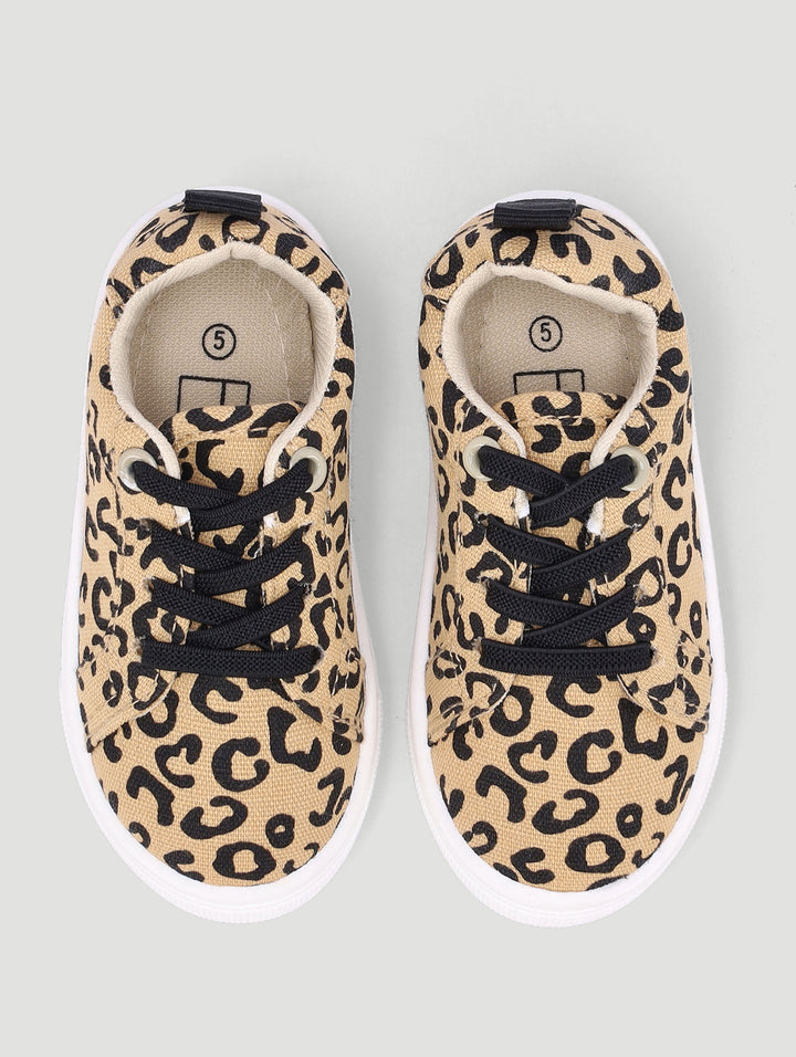 Girls Leopard Print Sneaker - Beige