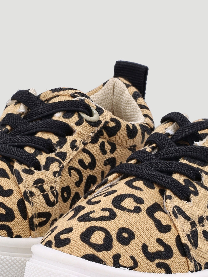 Girls Leopard Print Sneaker - Beige