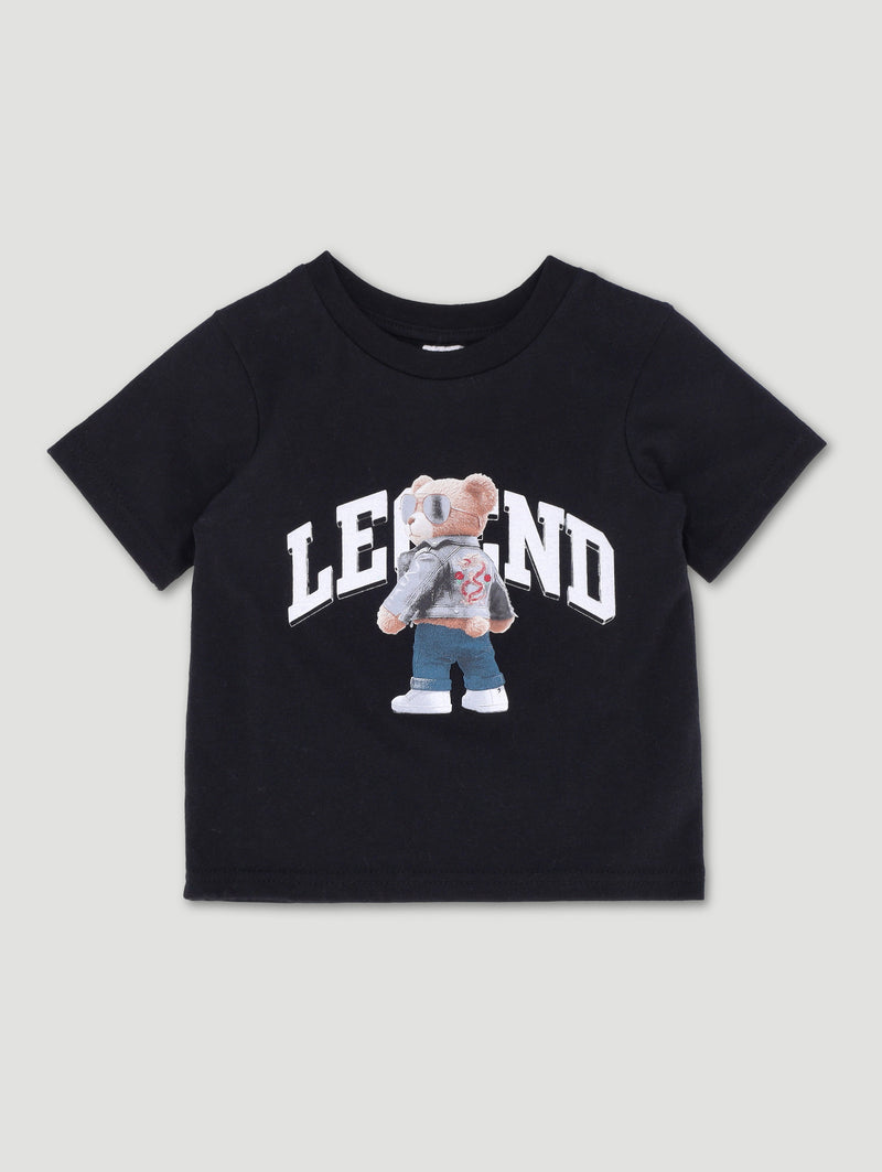 Baby Boys Bear Print Tee - Black