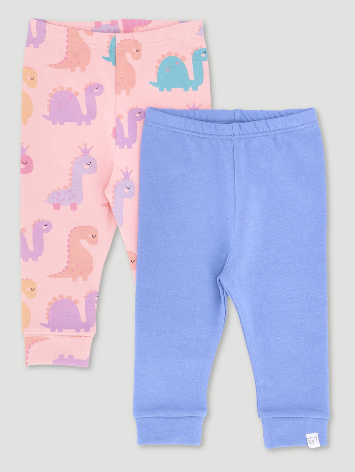 Baby Girls 2 Pack Dino Fleece Leggings