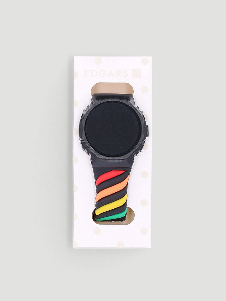Pre-Boys Multi Striped Led Novelty Watch - Multi