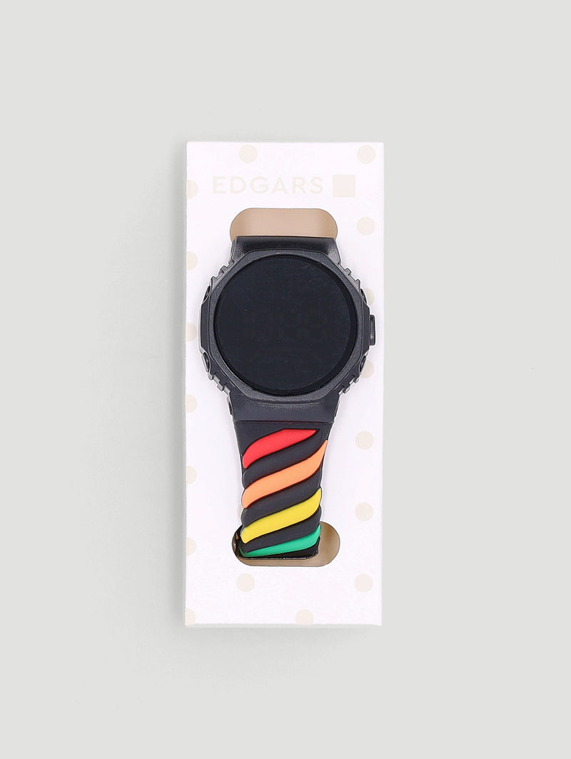 Pre-Boys Multi Striped Led Novelty Watch - Multi