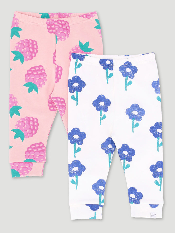 Baby Girls 2 Pack Fruits Fleece Leggings