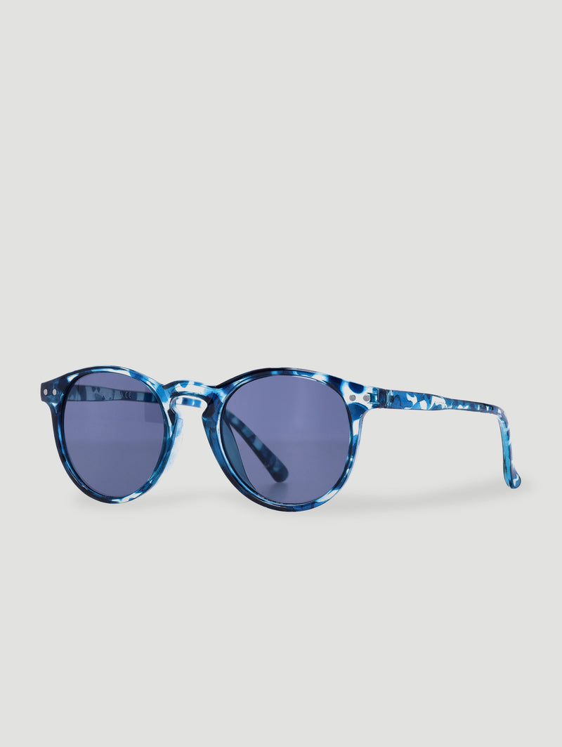 Boys Camo Round Plastic Sunnies - Blue