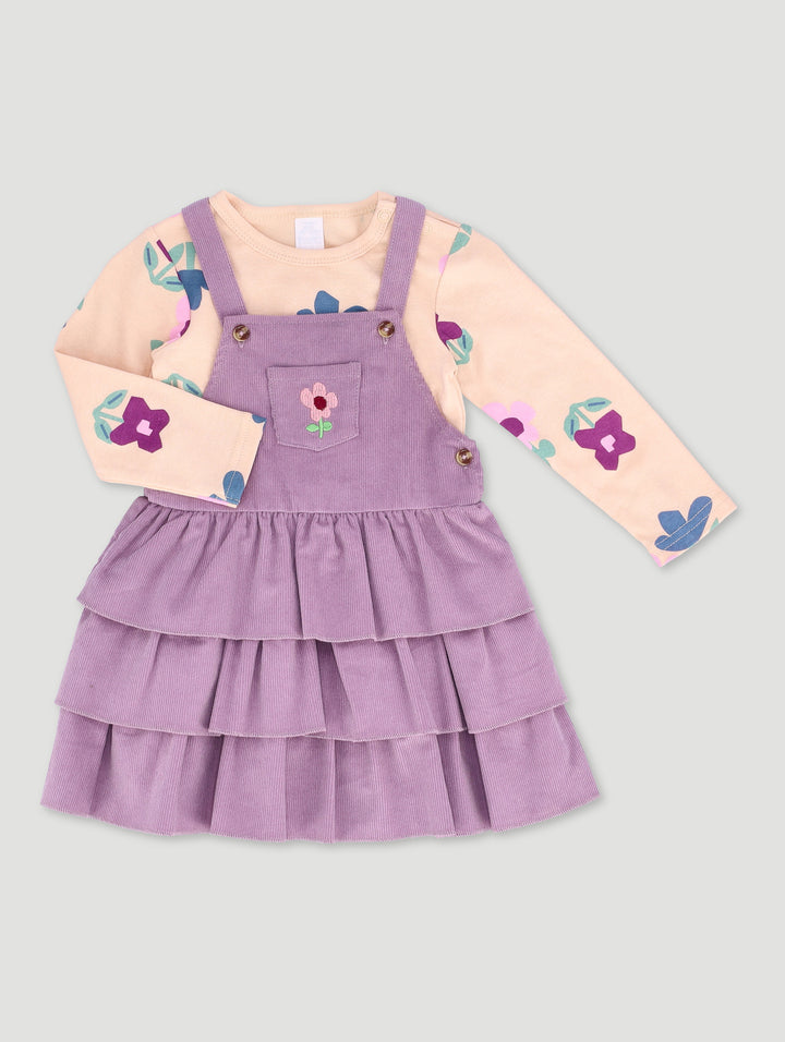 Baby Girls Pinnie Corduroy Dress - Lilac
