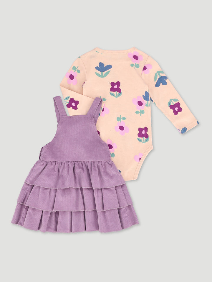 Baby Girls Pinnie Corduroy Dress - Lilac