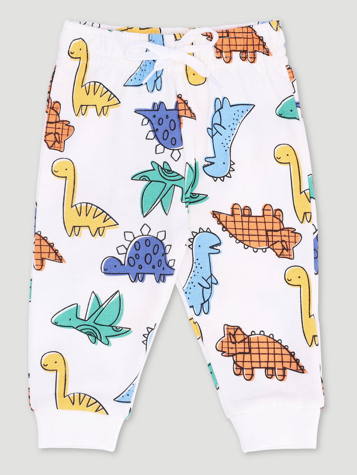 Baby Boys Dino Print Fleece Jogger - Cream