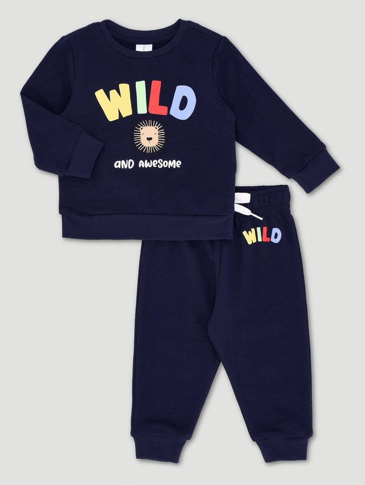 Baby Boys Wild & Awesome Fleece Set - Dark Navy