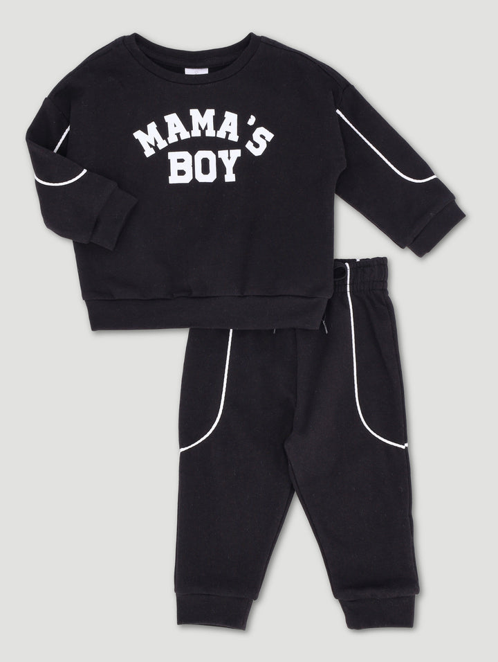 Baby Boys Mama's Boy Fleece Set - Black