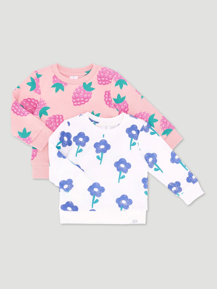 Baby Girls 2 Pack Froral Fruit Brushed Fleece Top