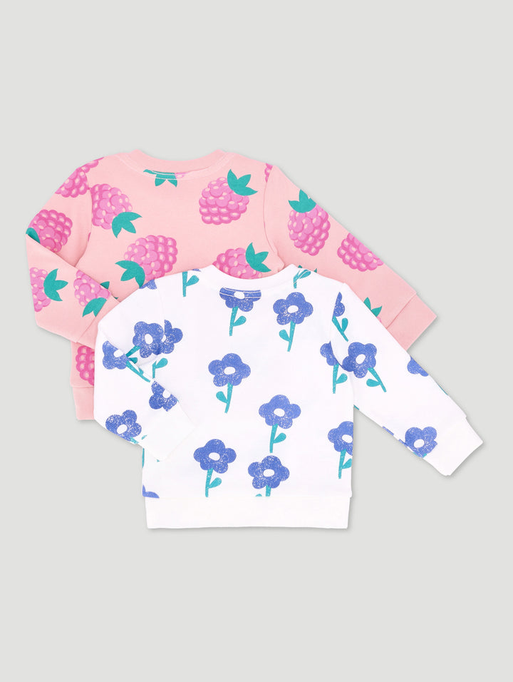 Baby Girls 2 Pack Froral Fruit Brushed Fleece Top