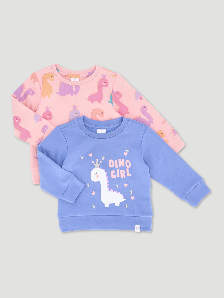 Baby Girls 2 Pack Dino Brushed Top