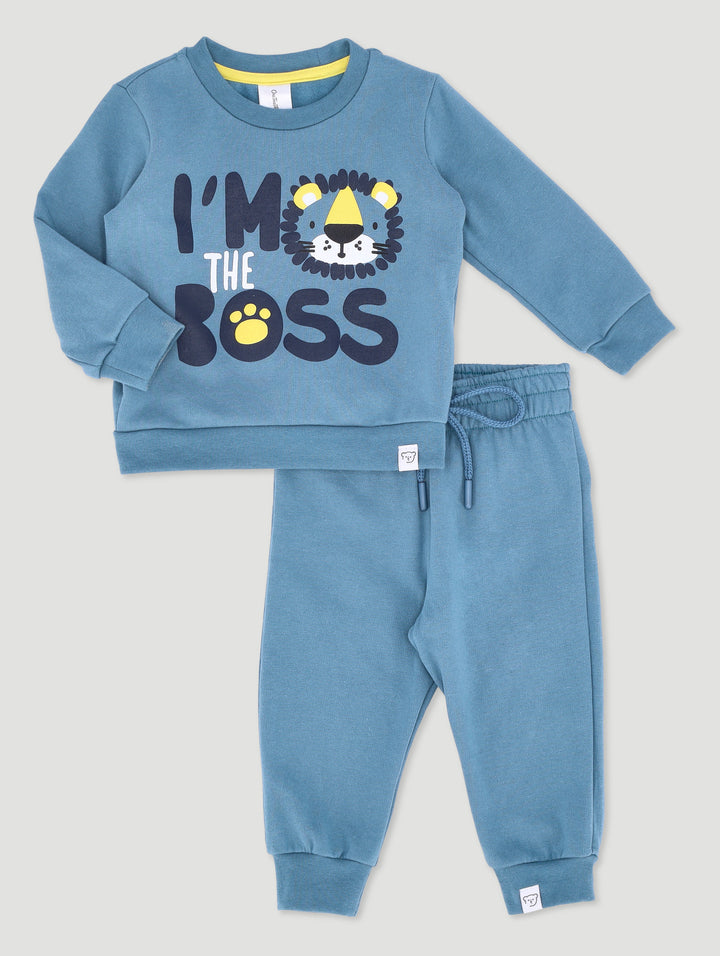 Baby Boys I'M The Boss Fleece Set - Blue