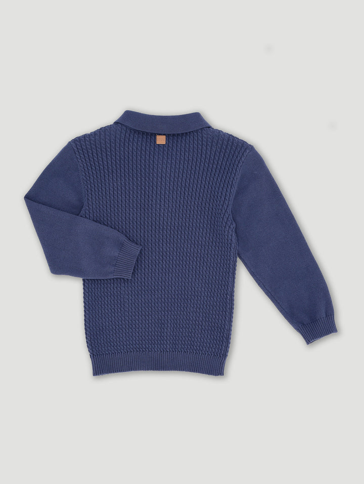 Keedo Boys Cable Knit Smart Polo Top