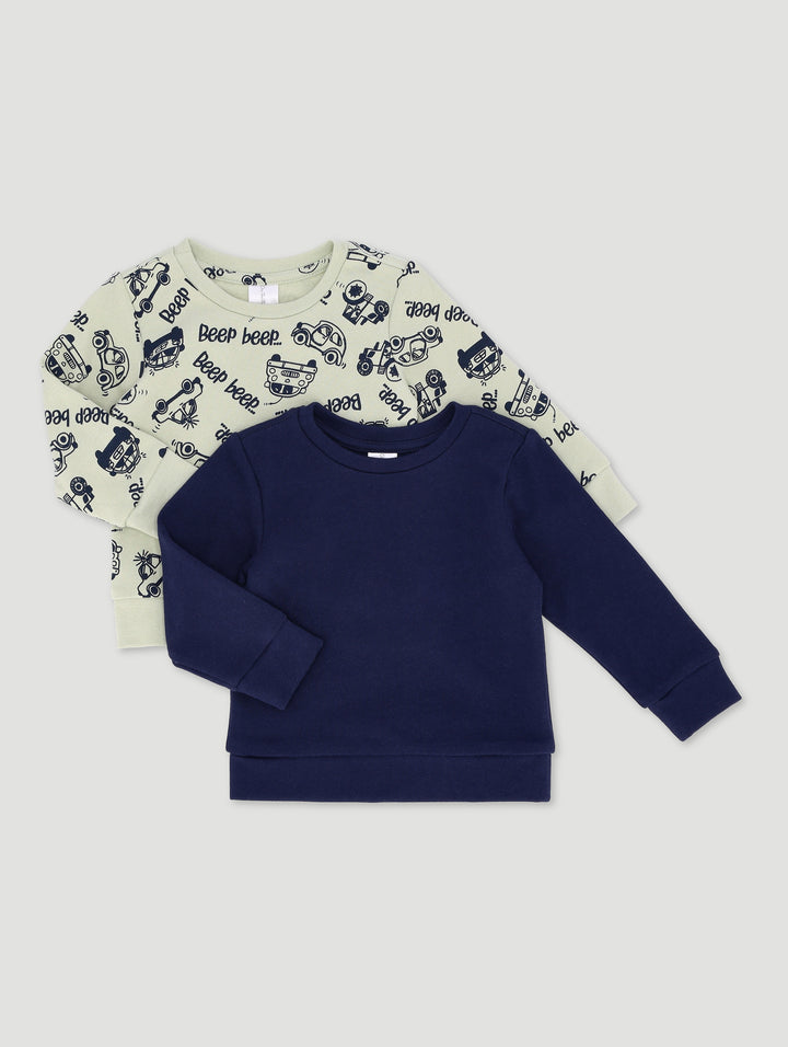 Baby Boys 2 Pack Cars Print Fleece Top