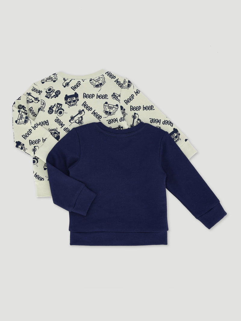 Baby Boys 2 Pack Cars Print Fleece Top