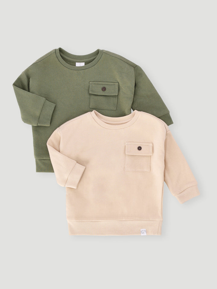 Baby Boys 2 Pack Brushed Utility Top - Fatigue