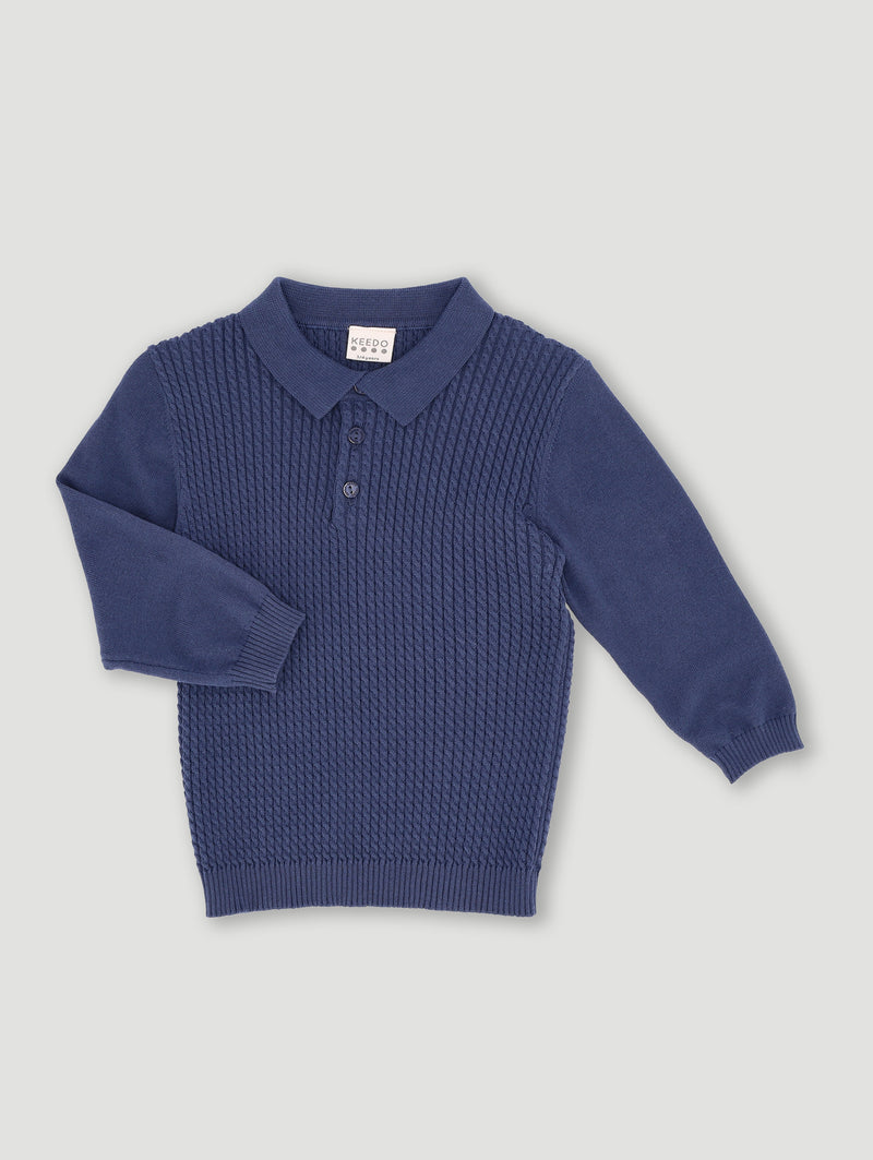 Keedo Baby Boys Cable Knit Smart Polo Top
