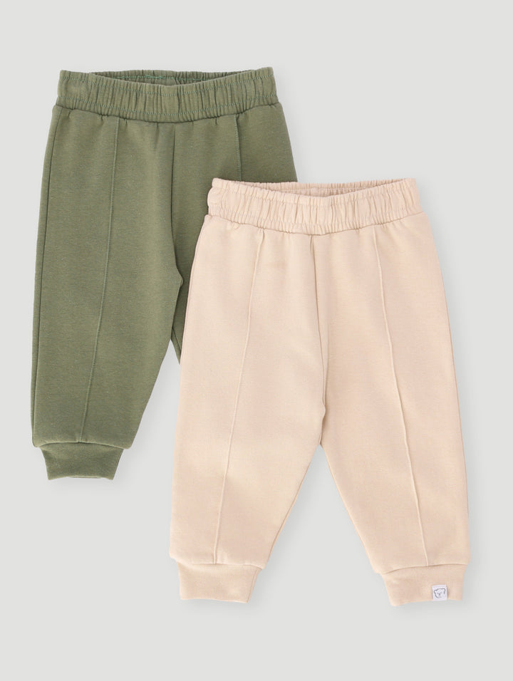 Baby Boys 2 Pack Plain Utility Jogger - Light Fatigue