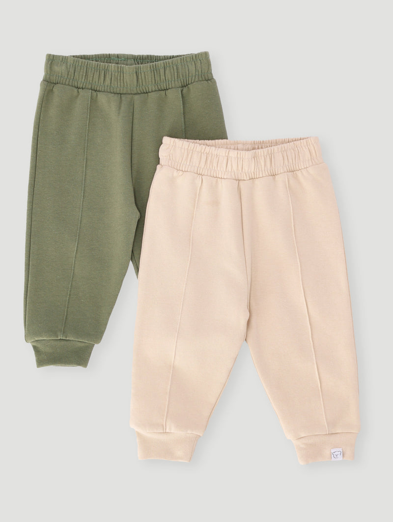Baby Boys 2 Pack Plain Utility Jogger - Light Fatigue