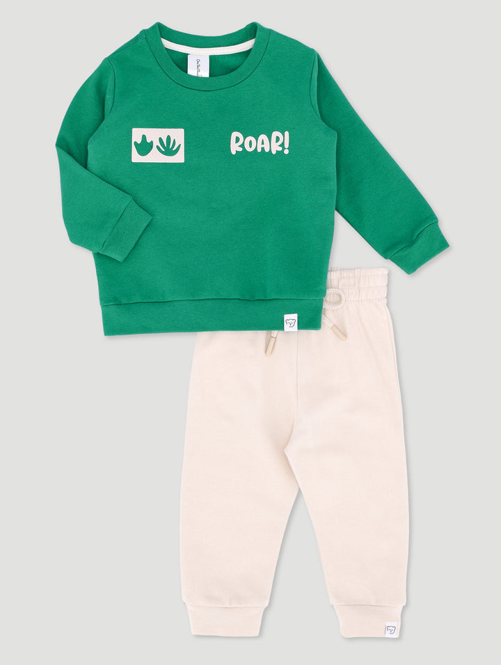 Baby Boys Dino Colourblock Fleece Set - Seaweed Green