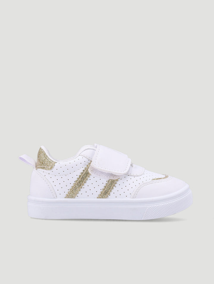 Baby Girls Glitter Stripe Sneaker - White