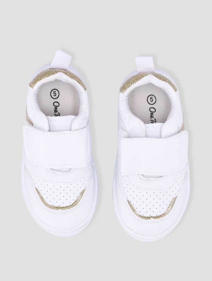 Baby Girls Glitter Stripe Sneaker - White