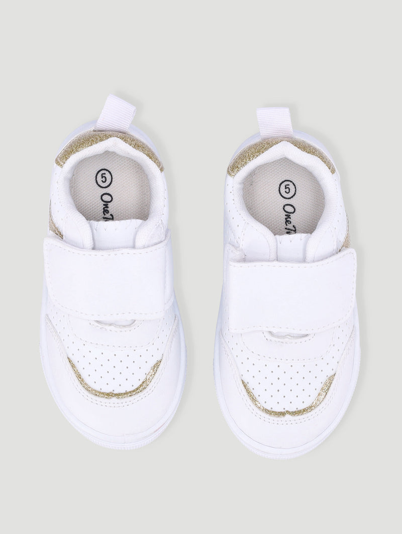 Baby Girls Glitter Stripe Sneaker - White