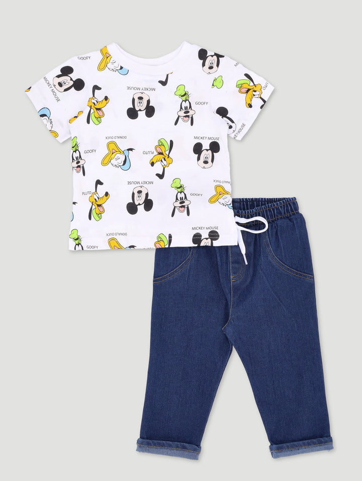 Baby Boys Mickey Mouse Tee And Denim Set - Multi
