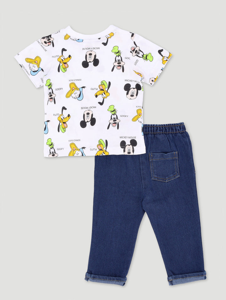 Baby Boys Mickey Mouse Tee And Denim Set - Multi