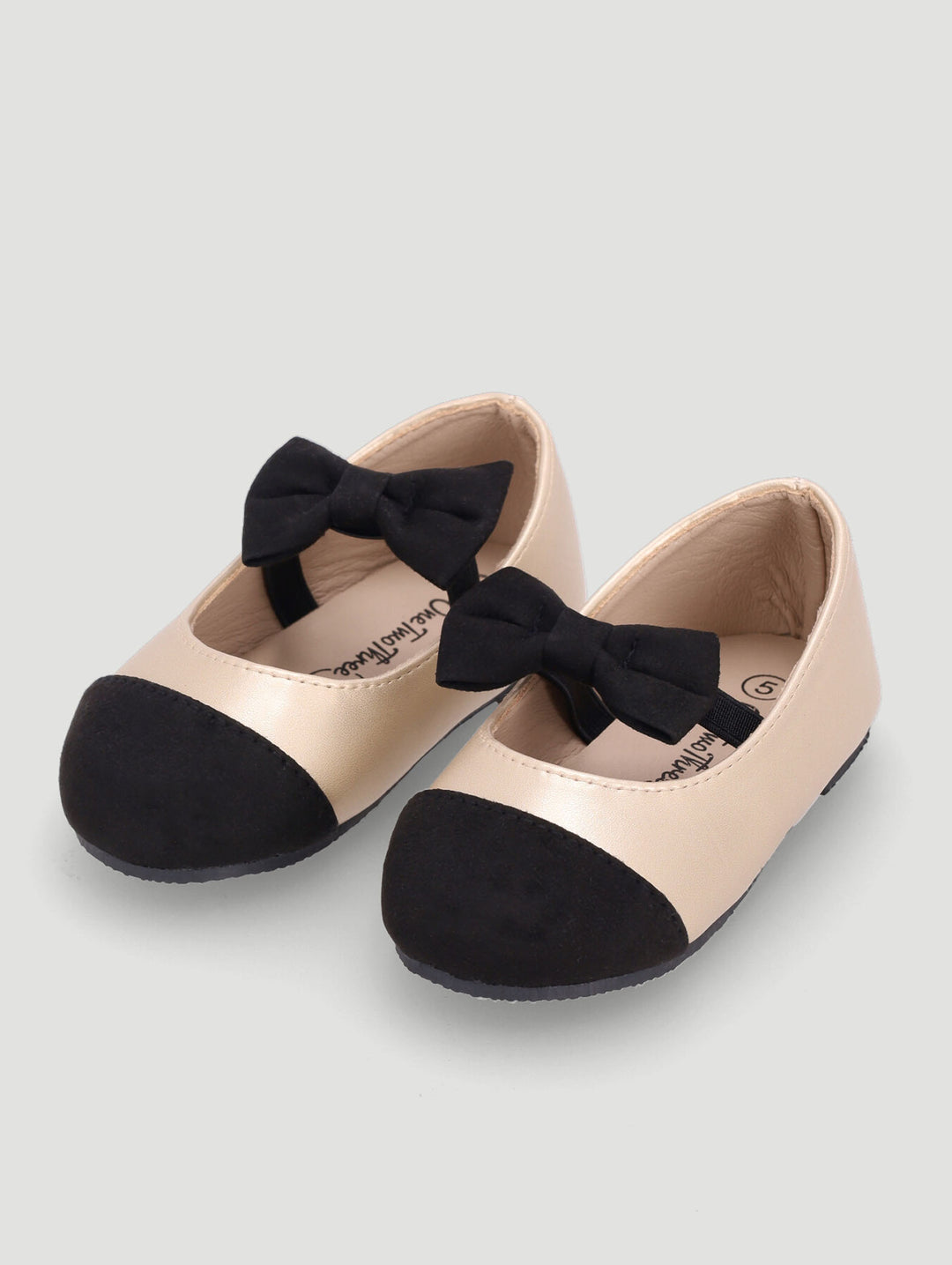 Baby Girls Colourblock Bow Pump - Black/Gold