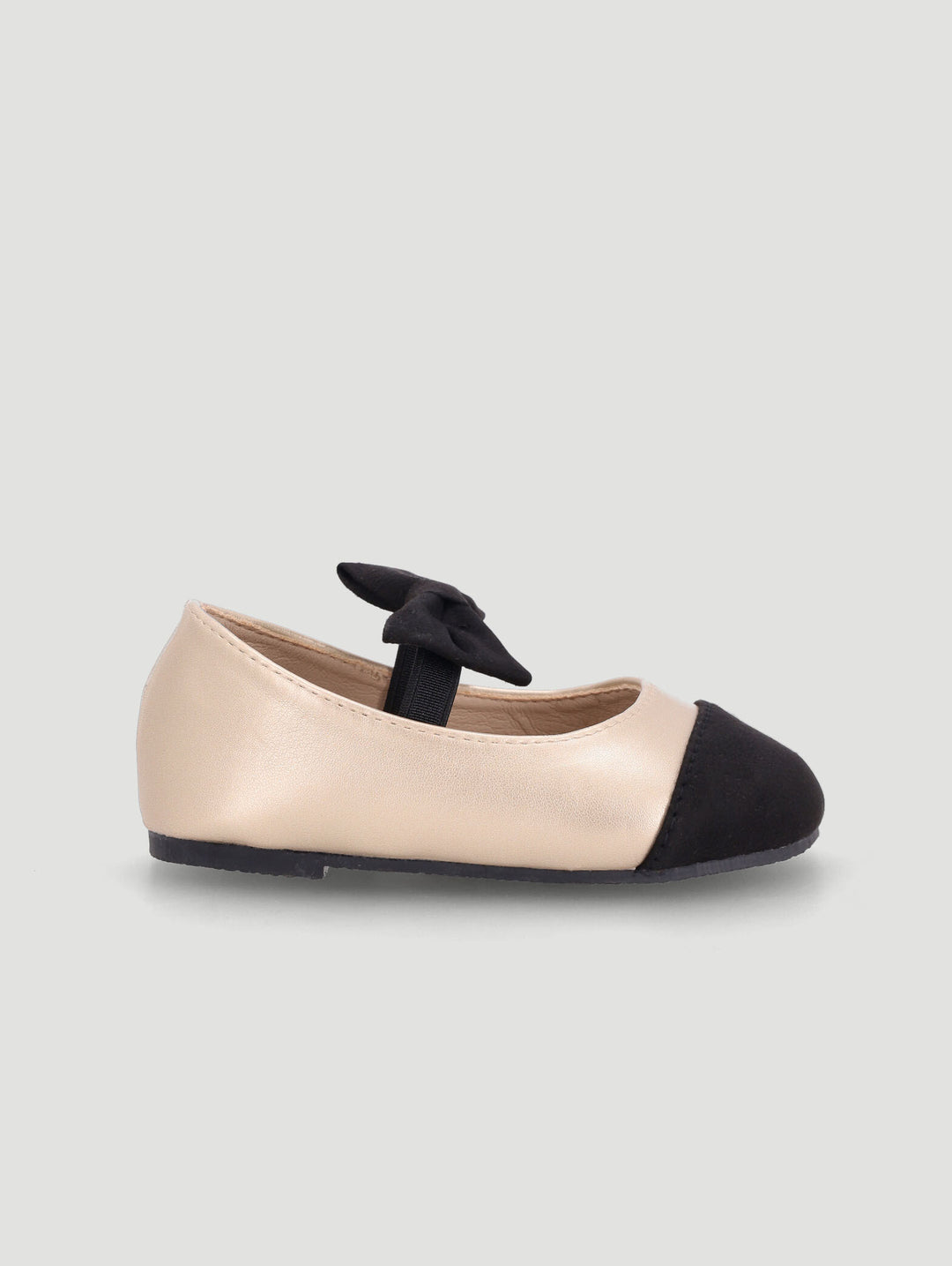 Baby Girls Colourblock Bow Pump - Black/Gold