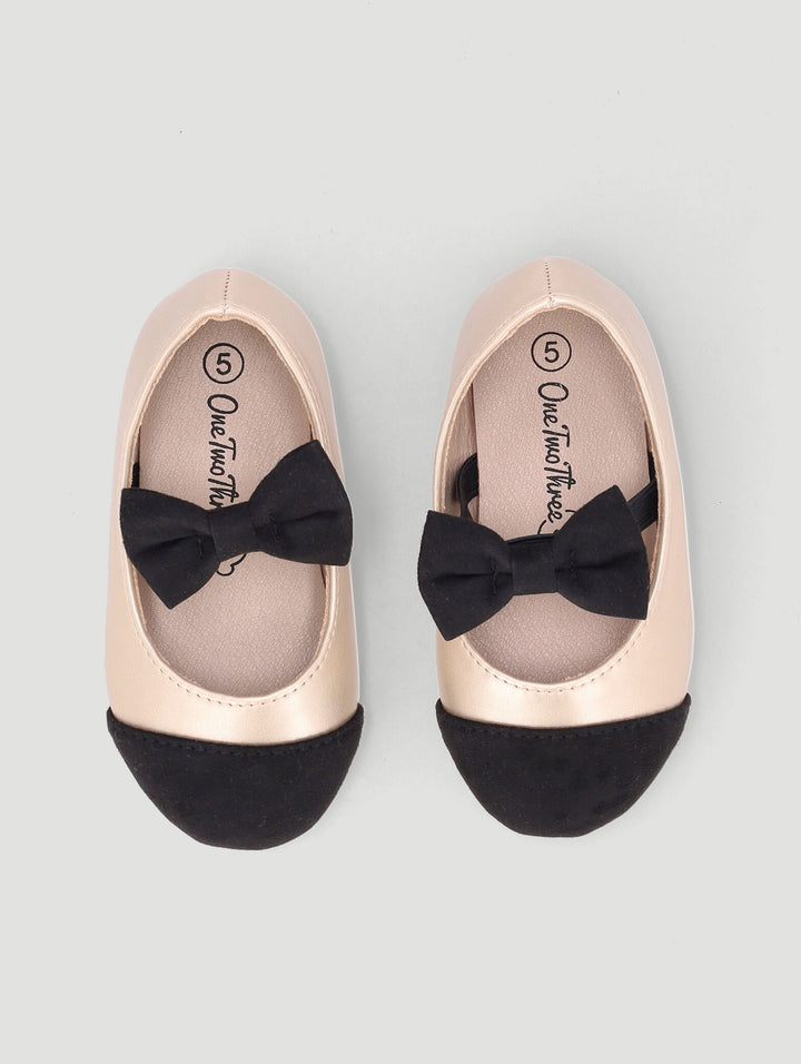 Baby Girls Colourblock Bow Pump - Black/Gold