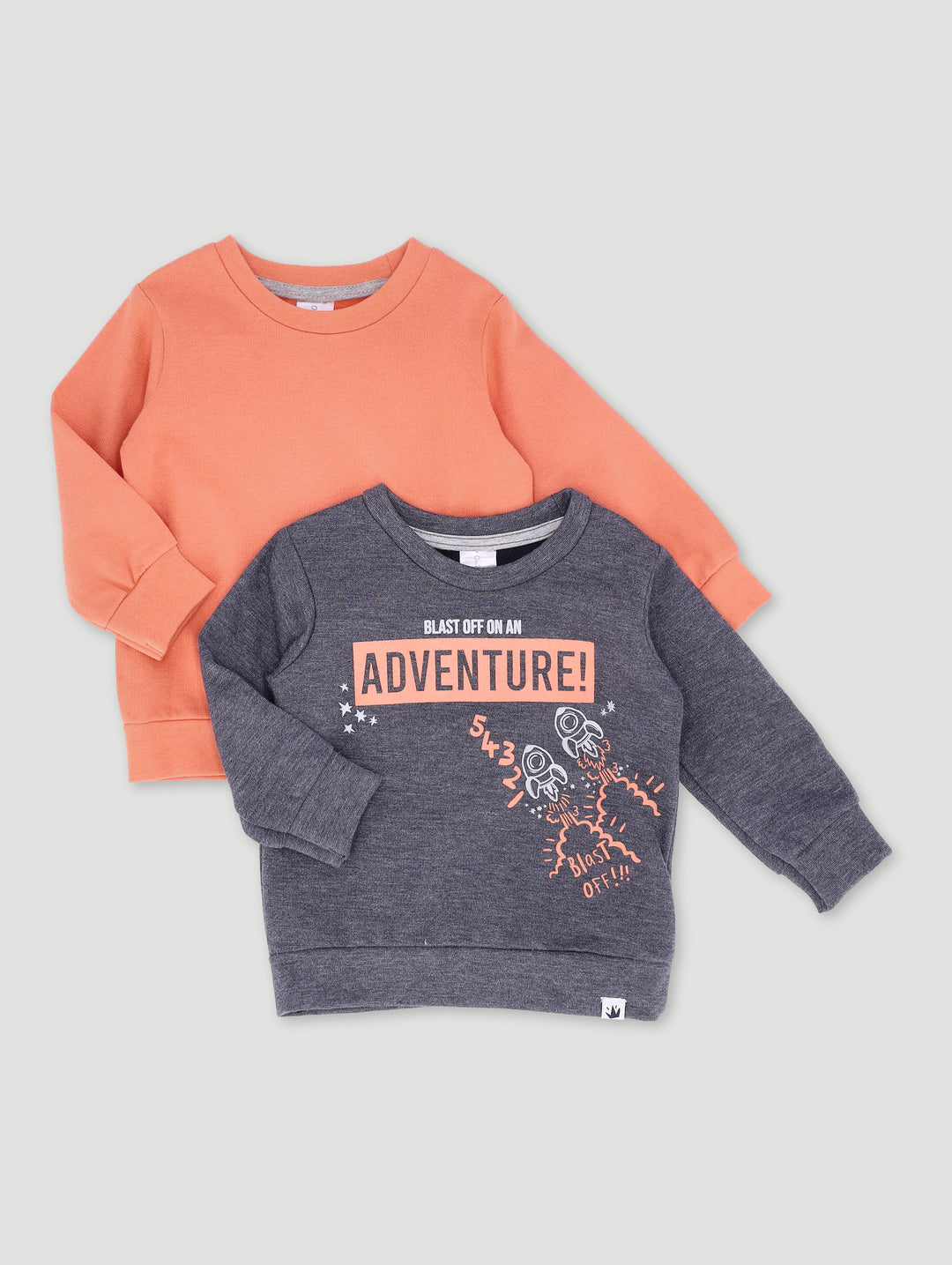 Baby Boys 2 Pack Adventure Sweat Top - Charcoal