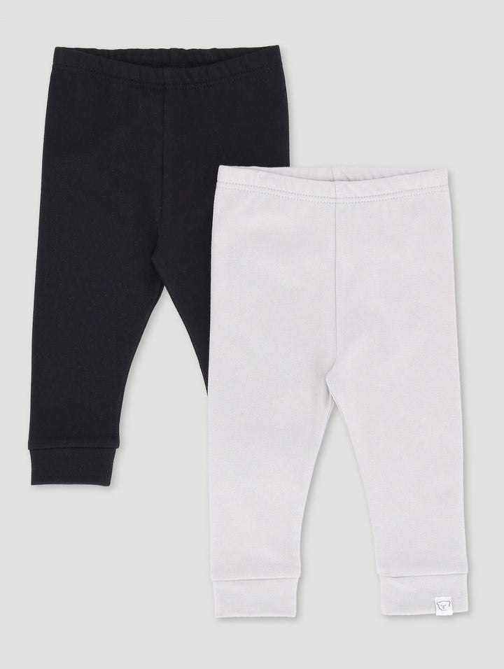 Baby Boys 2 Pack Plain Legging - Grey/Black