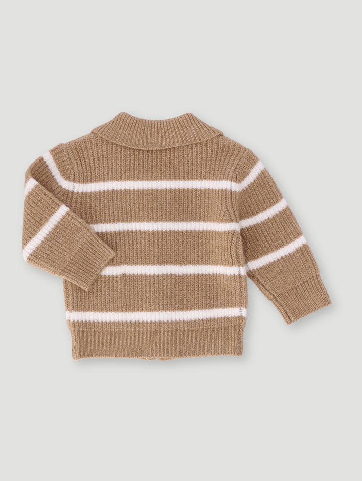 Baby Boys Knitwear Zip Thru Stripe Jacket - Beige
