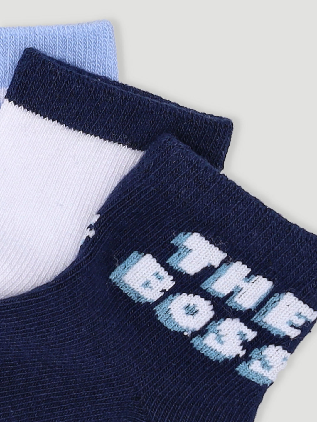 Baby Boys 3 Pack Im The Boss Towelling Socks - Dark Navy