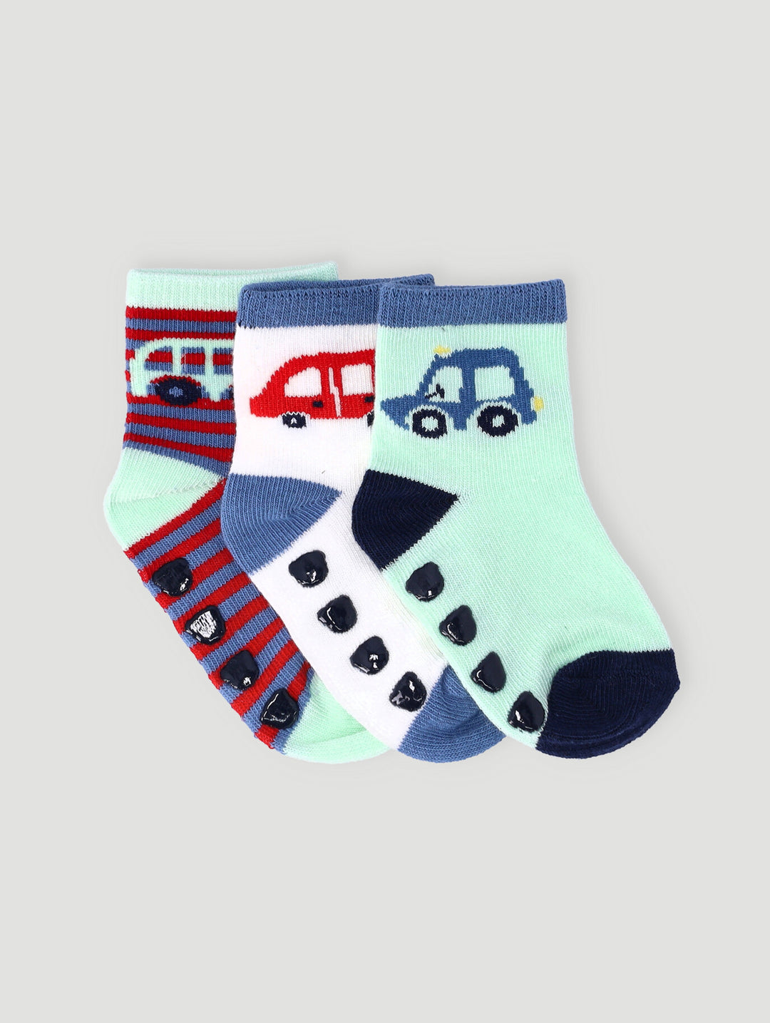 Baby Boys 3 Pack Cars Cotton Socks - Cream