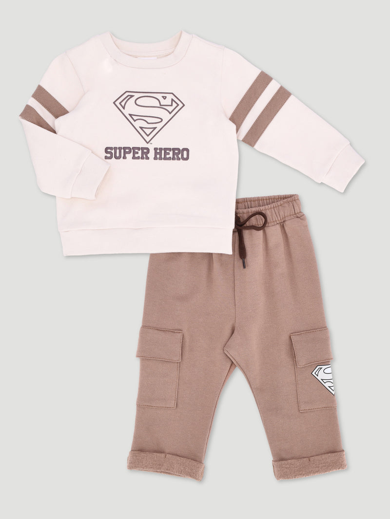 Baby Boys Superman Crew Neck Set - Brown