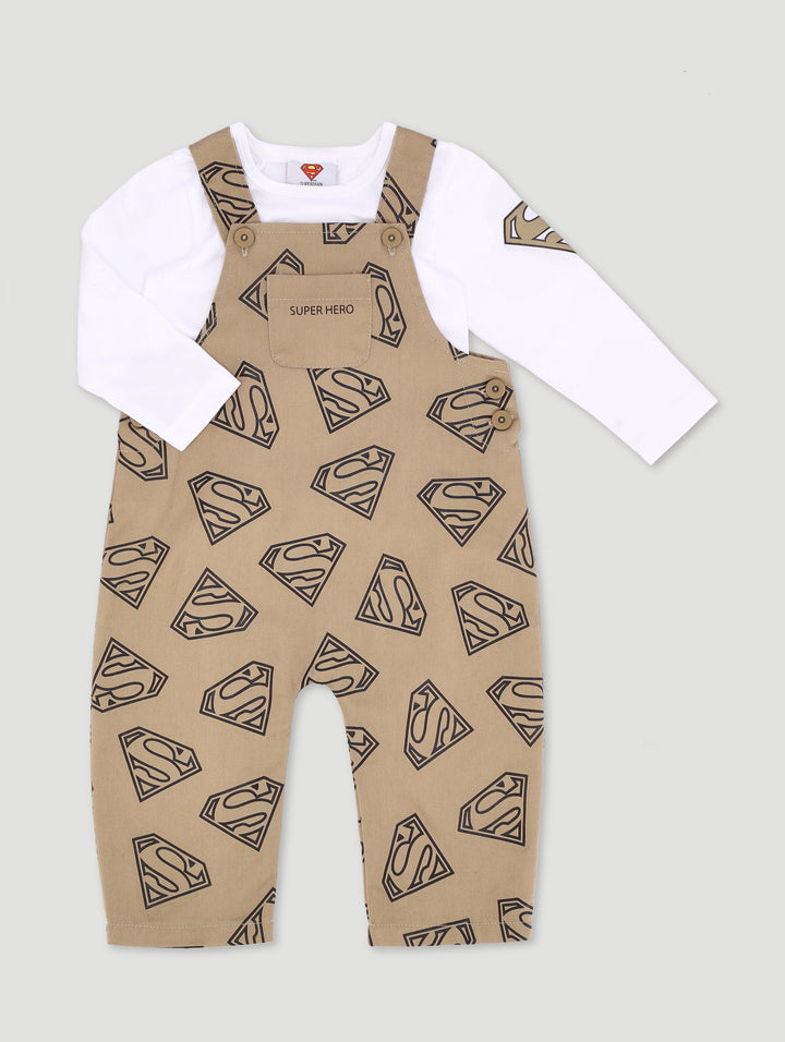 Baby Boys Superman Dungaree Tee Set - Fatigue