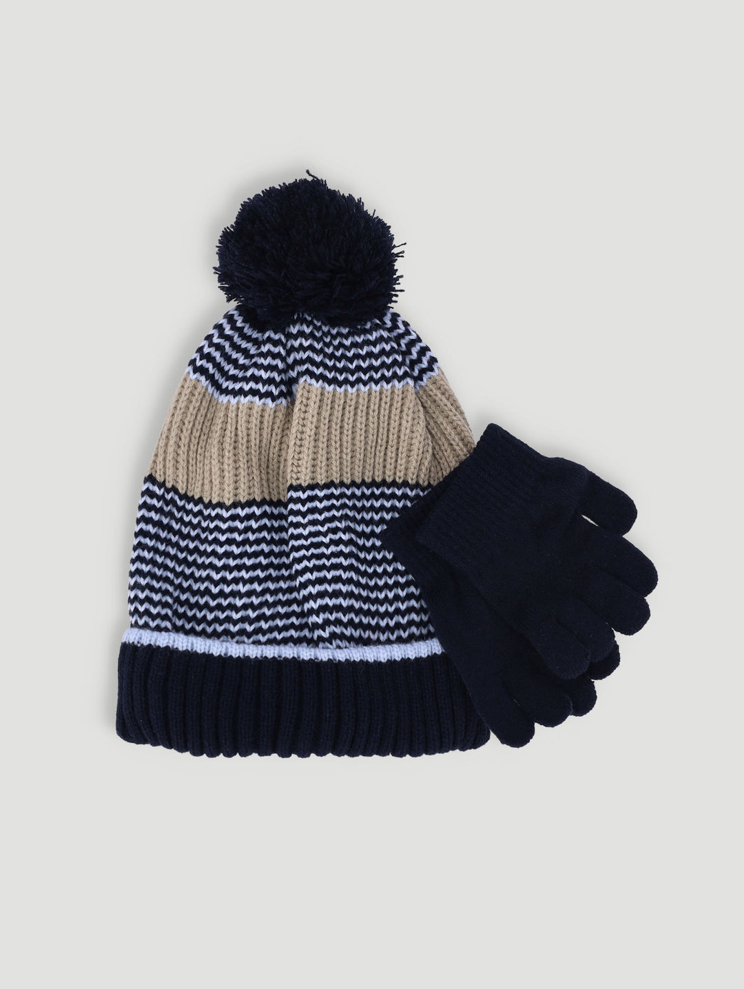 Pre-Boys 2 Pack Beanie And Glove Set - Navy