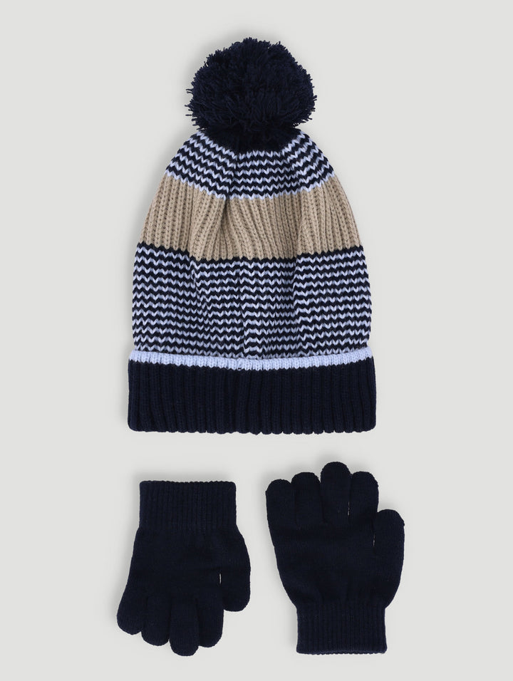 Pre-Boys 2 Pack Beanie And Glove Set - Navy