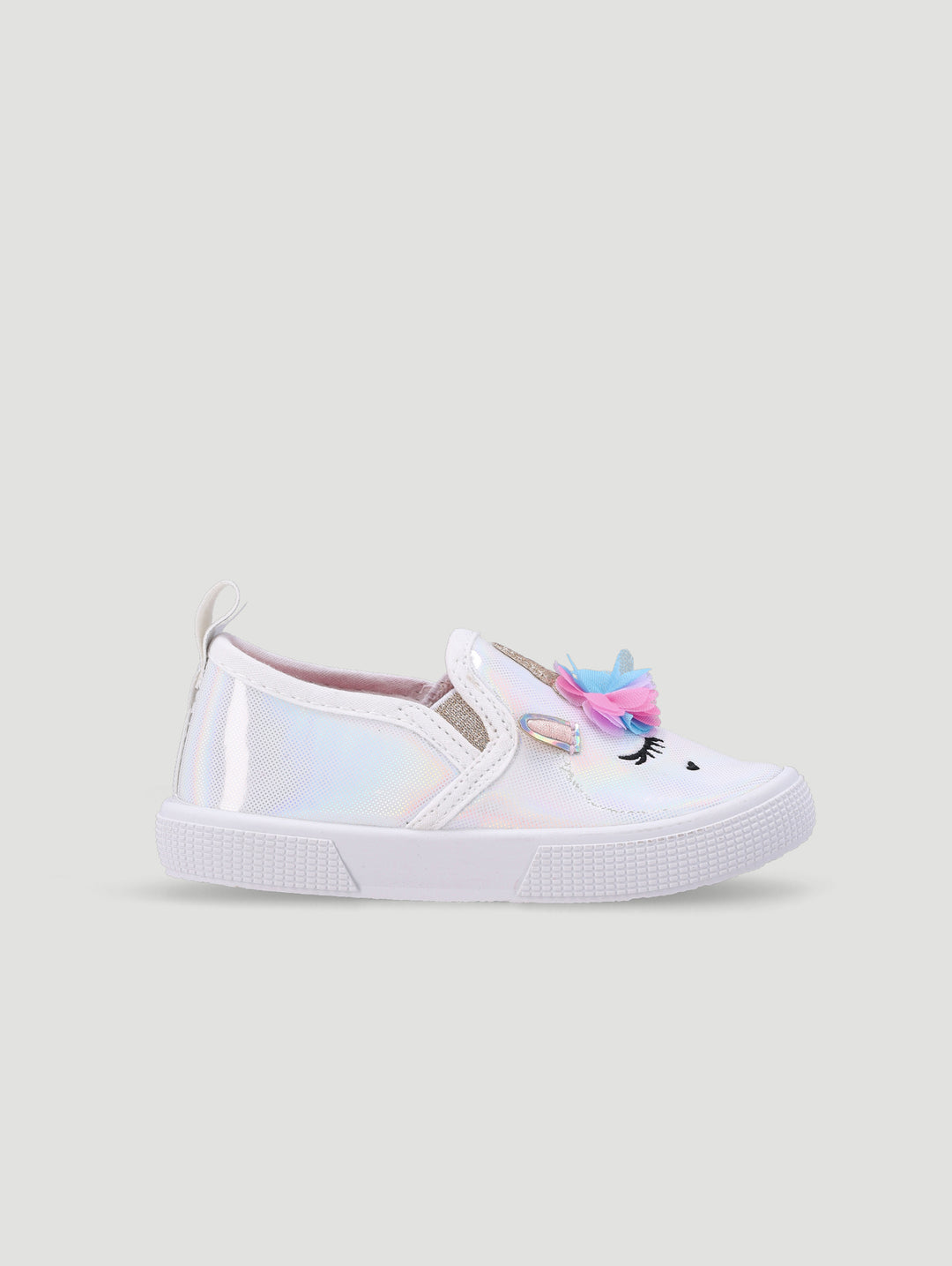 Baby Girls Canvas Unicorn Slip On - White