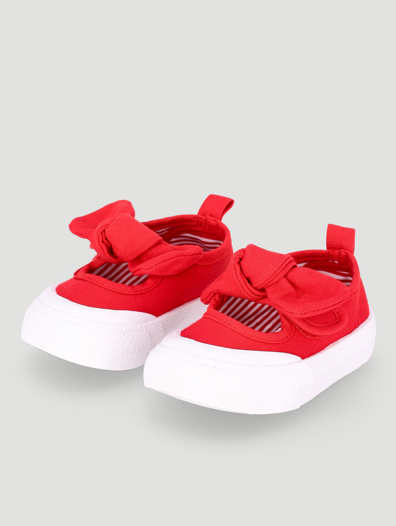 Baby Girls Canvas Bow Pump - Red