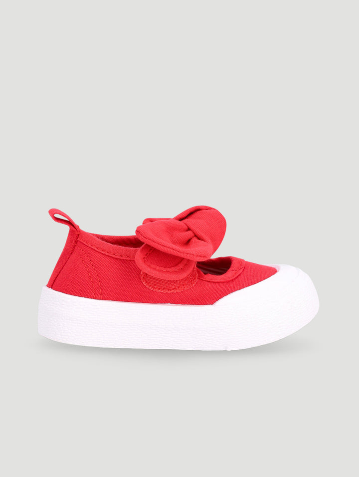 Baby Girls Canvas Bow Pump - Red