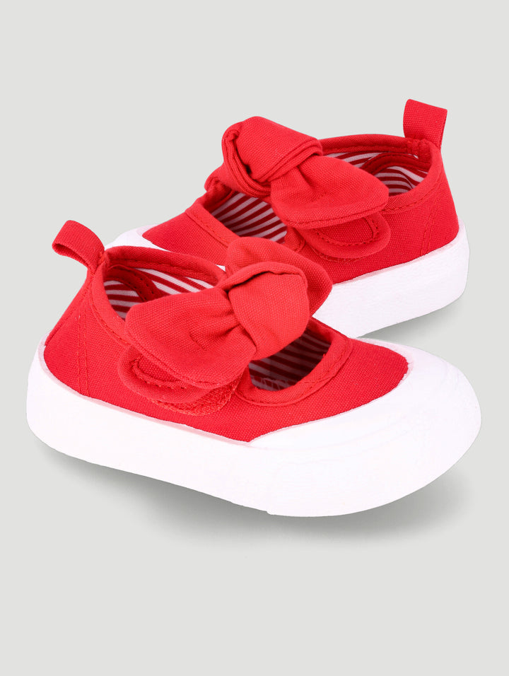 Baby Girls Canvas Bow Pump - Red