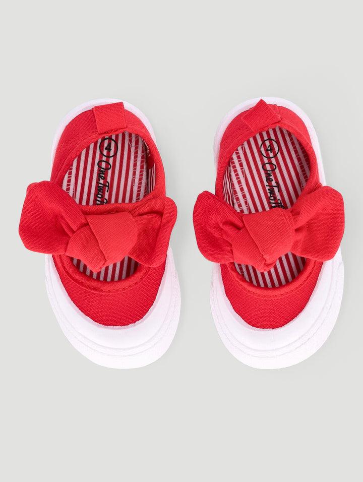 Baby Girls Canvas Bow Pump - Red