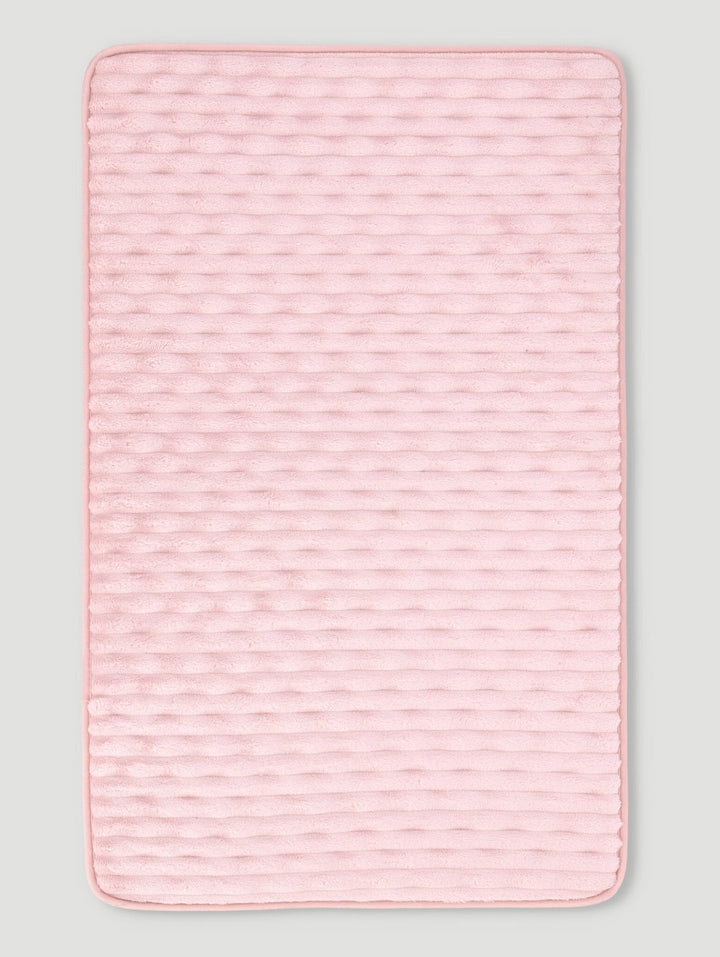 Rib Wave Textured Memory Foam Bath Mat - Blush