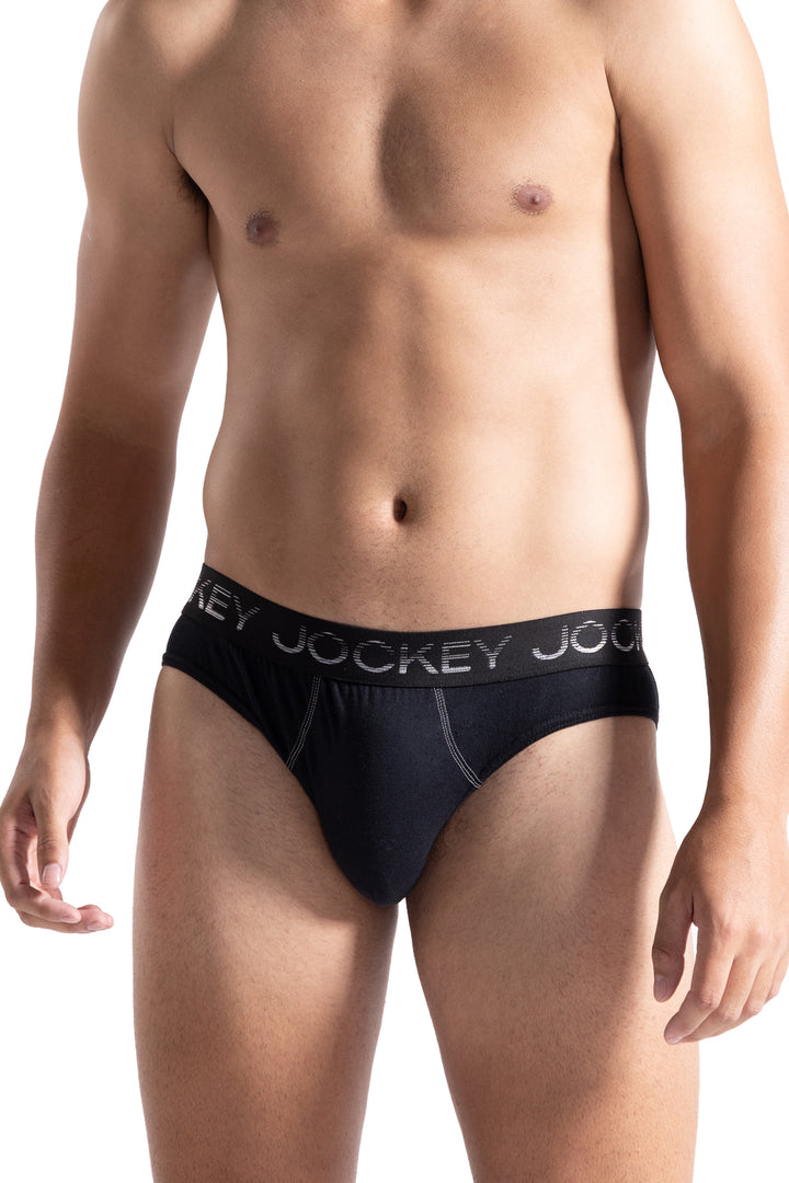 3 Pack Graded Stretch Piped Brief - Charcoal Melange/Cherry/Black